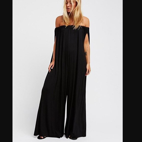 FP Beach Pants - Free People FP Beach Mexicali Jumpsuit Womens Small S Black One Piece Knit II09